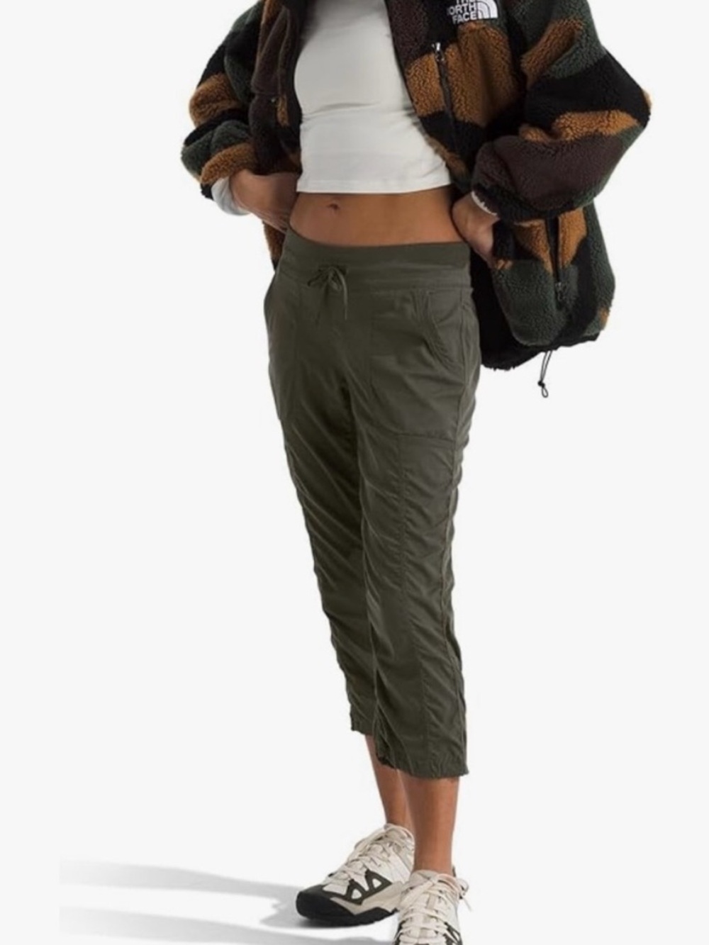 The North Face Gorpcore Olive Cropped Drawstring Capri Pants Aphrodite 2.0 L